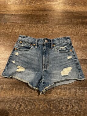 Madewell Distressed Denim Cutoff Shorts - Light Blue